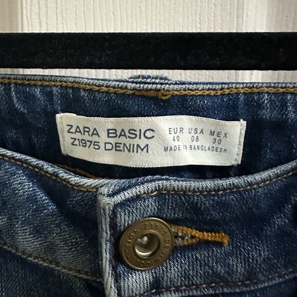 ZARA Basic Z1975 Denim Women's Rolled up embellished distressed Jeans Size US 8 - Picture 5 of 13